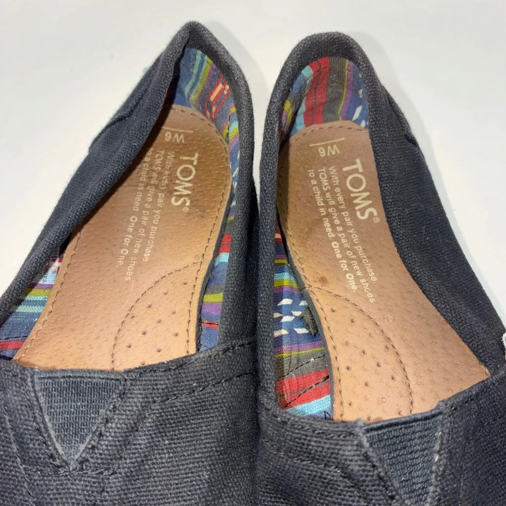 TOMS‎ Classic Alpargata Black Canvas Slip On Shoes Womens Size 6 M